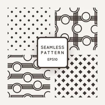 Set of geometric vector seamless patterns Stock Illustration