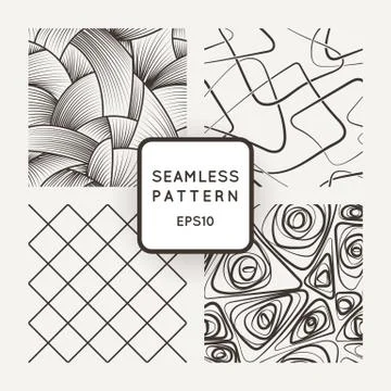 Set of geometric vector seamless patterns Stock Illustration