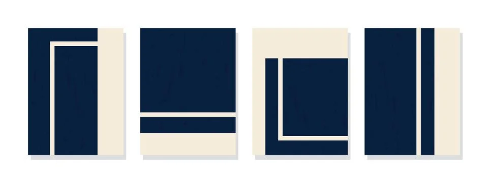 Set of geometric wall art elements with striped lines in a classic trendy s.. Ilustración de archivo