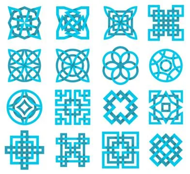 Set of geometrical decorative design elements. Stock Illustration