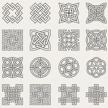 Set of geometrical decorative design elements. Stock Illustration