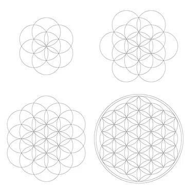 Set of geometrical elements and shapes. Sacred Geometry Flower of Life deve.. Illustrazione stock