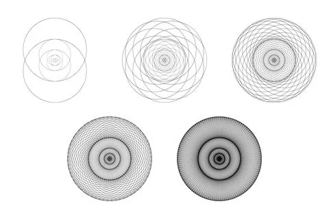 Set of geometrical elements and shapes. Sacred Geometry Vesica Piscis devel.. 库存插图