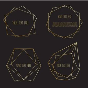 Set of Geometrical polyhedron, Frame border with copy space Stock Illustration