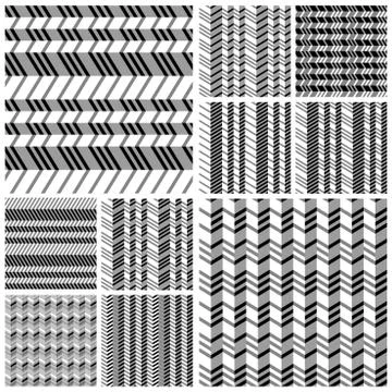 Set of geometrical seamless flat pattern Stock Illustration