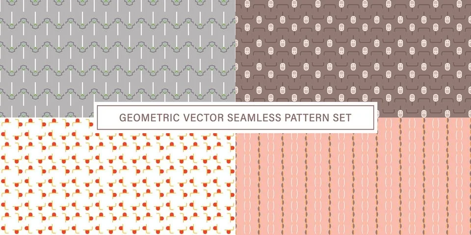 Set of geometrical Seamless Pattern vector background, texture ornament. Illustration