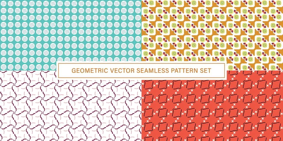 Set of geometrical Seamless Pattern vector background, texture ornament. Stock-Illustration