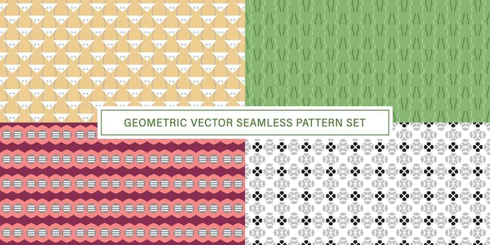 Set of geometrical Seamless Pattern vector background, texture ornament. Stock-Illustration