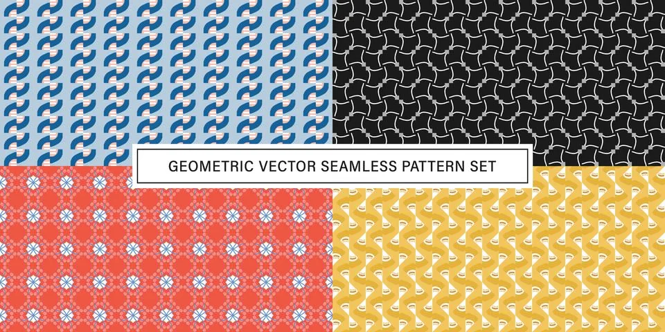 Set of geometrical Seamless Pattern vector background, texture ornament. Illustrazione stock