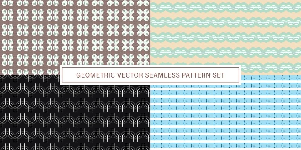 Set of geometrical Seamless Pattern vector background, texture ornament. Illustrazione stock
