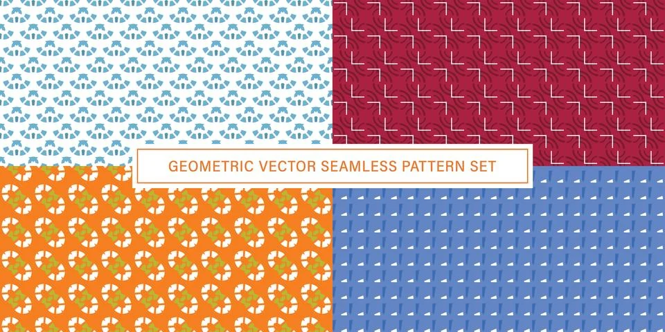 Set of geometrical Seamless Pattern vector background, texture ornament. Stock Illustration