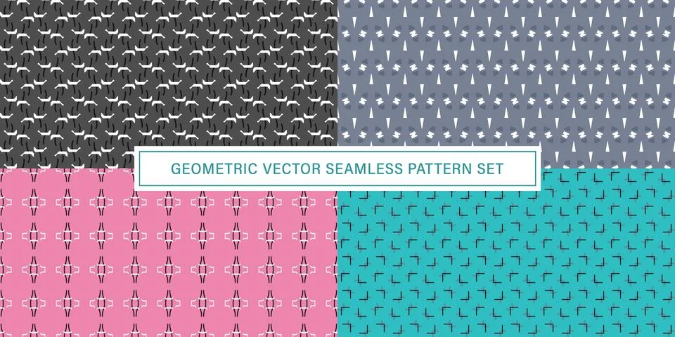 Set of geometrical Seamless Pattern vector background, texture ornament. Illustrazione stock