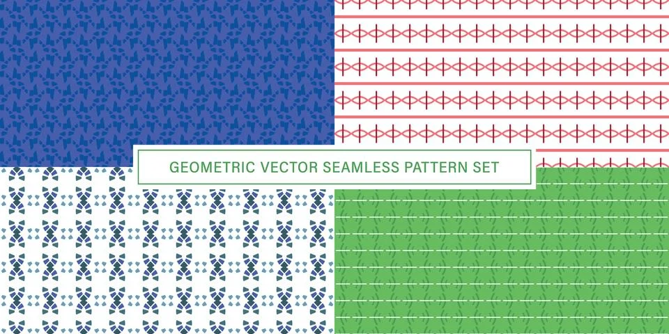Set of geometrical Seamless Pattern vector background, texture ornament. Stock Illustration