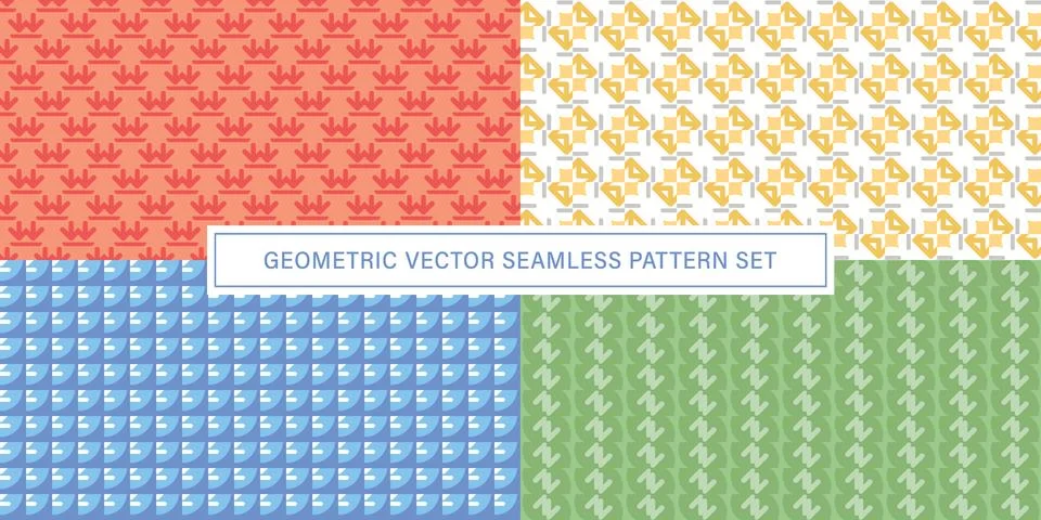 Set of geometrical Seamless Pattern vector background, texture ornament. Stock Illustration