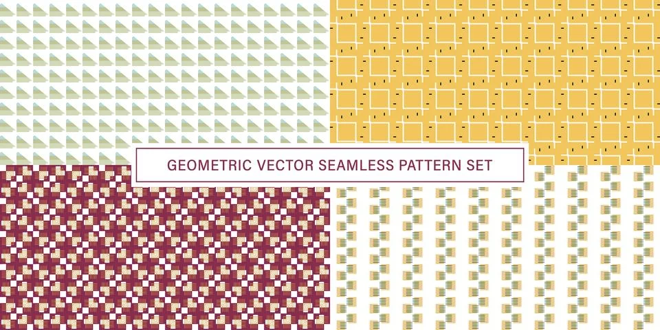Set of geometrical Seamless Pattern vector background, texture ornament. Illustrazione stock