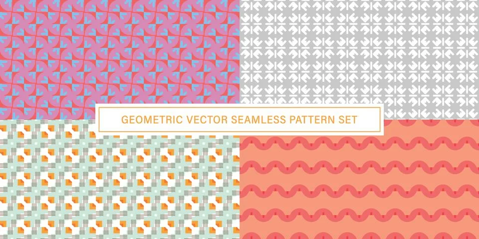 Set of geometrical Seamless Pattern vector background, texture ornament. イラスト素材