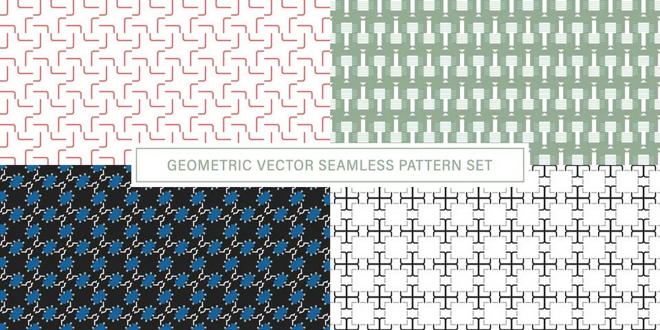 Set of geometrical Seamless Pattern vector background, texture ornament. Stock Illustration