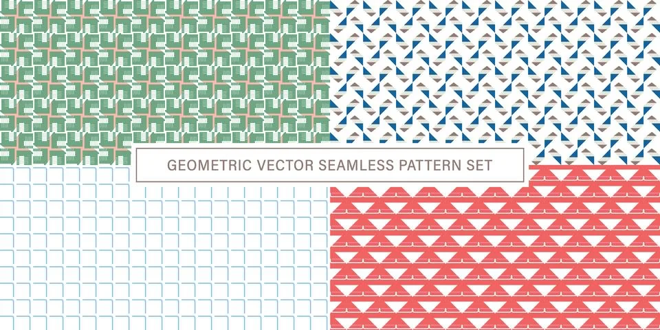 Set of geometrical Seamless Pattern vector background, texture ornament. Illustrazione stock