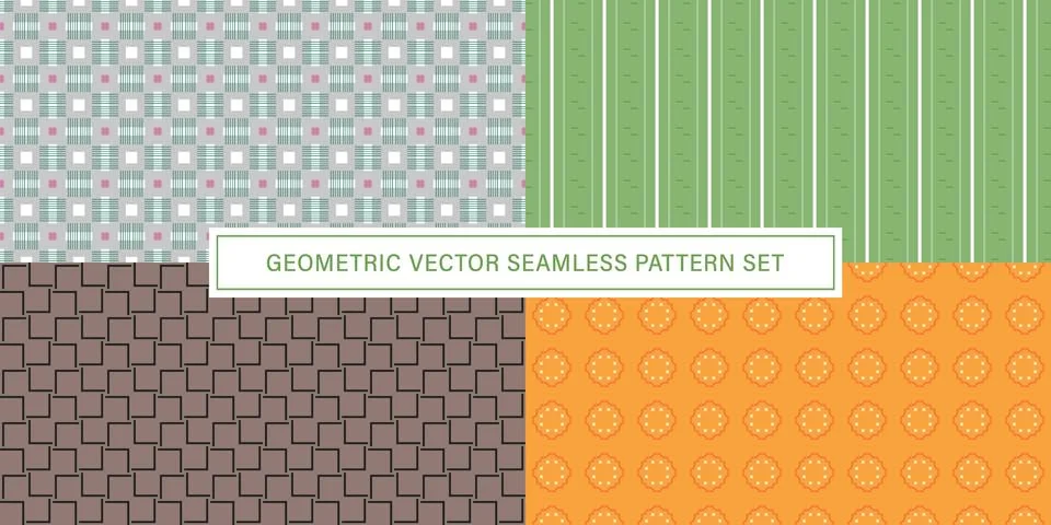 Set of geometrical Seamless Pattern vector background, texture ornament. Illustrazione stock