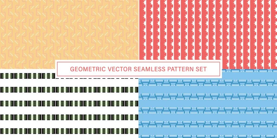 Set of geometrical Seamless Pattern vector background, texture ornament. Illustration