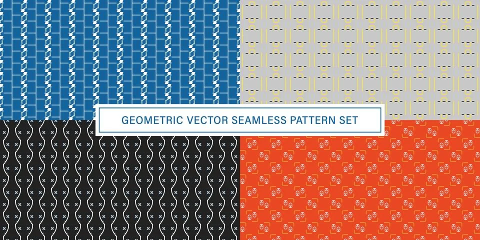 Set of geometrical Seamless Pattern vector background, texture ornament. Illustrazione stock