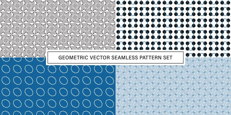 Set of geometrical Seamless Pattern vector background, texture ornament. イラスト素材