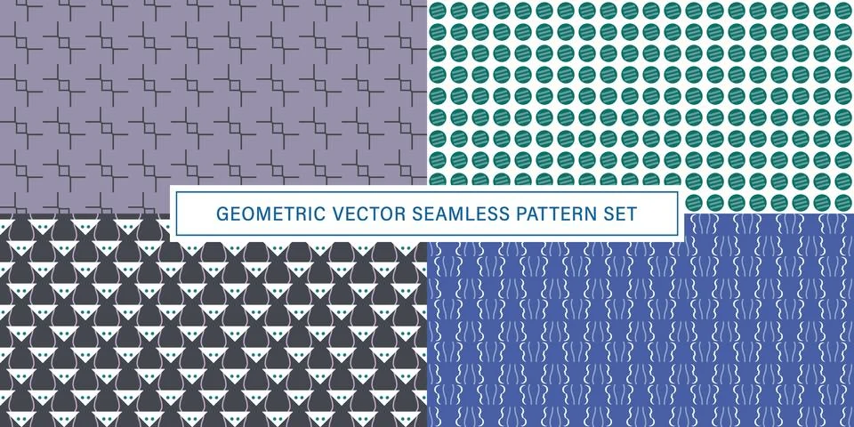 Set of geometrical Seamless Pattern vector background, texture ornament. Stock Illustration