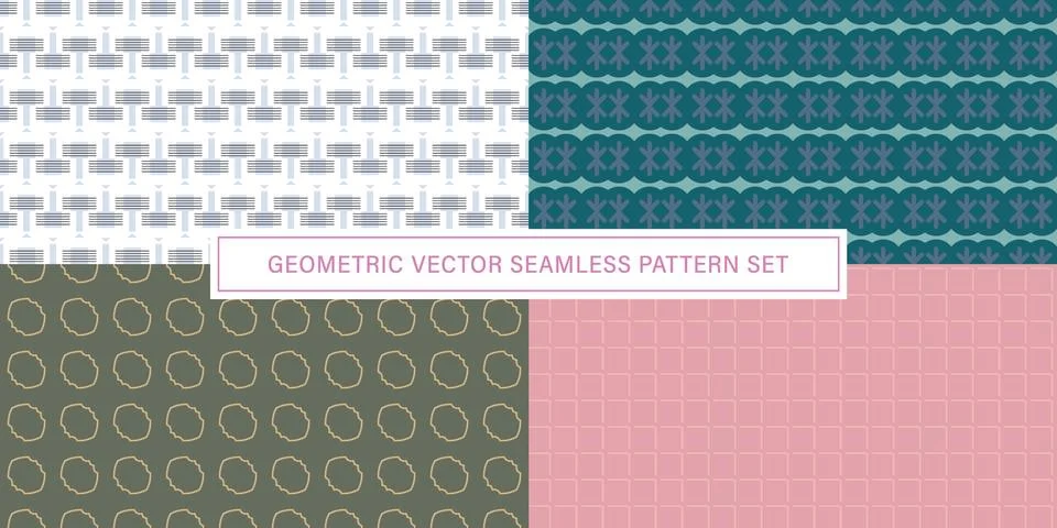 Set of geometrical Seamless Pattern vector background, texture ornament. 库存插图