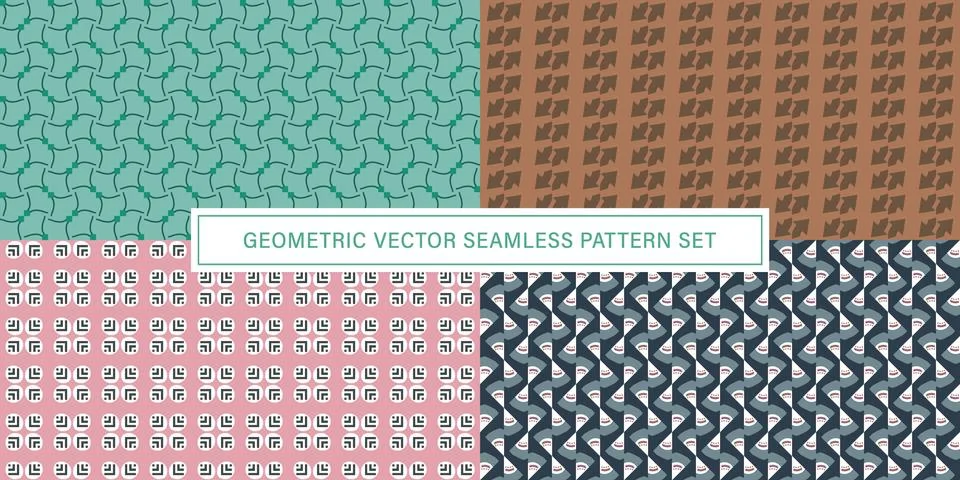 Set of geometrical Seamless Pattern vector background, texture ornament. Stock Illustration