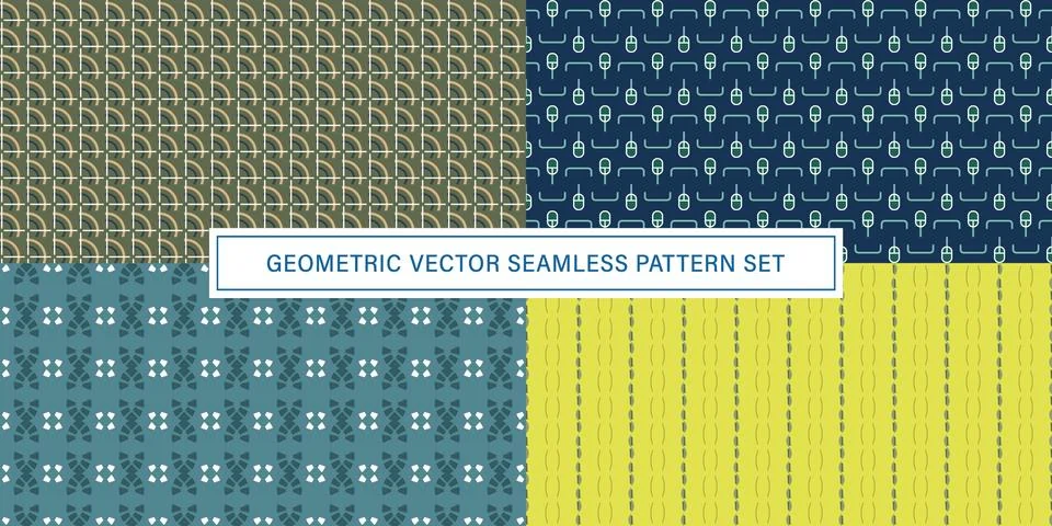 Set of geometrical Seamless Pattern vector background, texture ornament. Stock Illustration