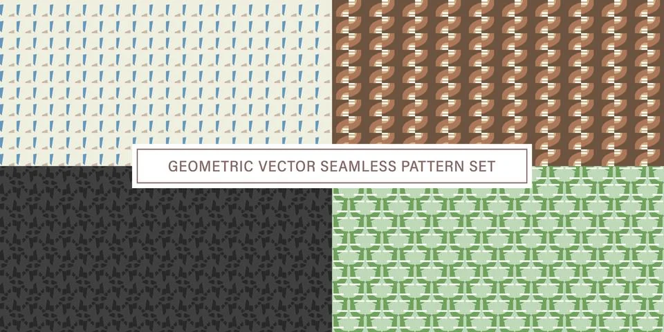 Set of geometrical Seamless Pattern vector background, texture ornament. Illustrazione stock