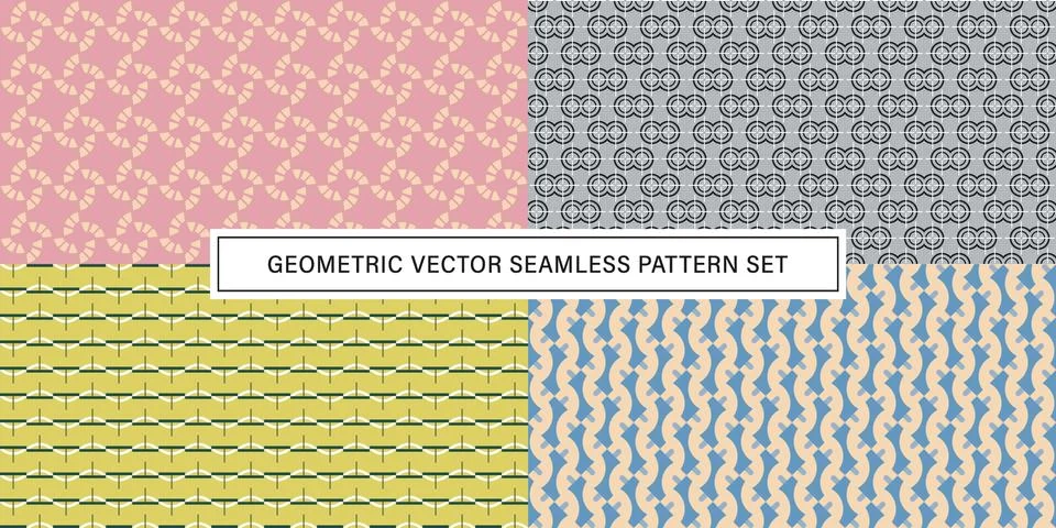 Set of geometrical Seamless Pattern vector background, texture ornament. Stock Illustration