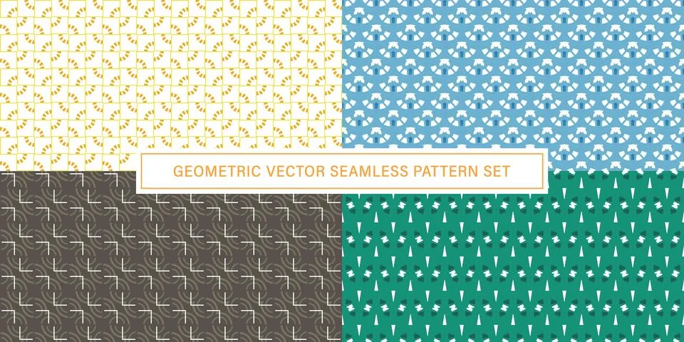 Set of geometrical Seamless Pattern vector background, texture ornament. 스톡 일러스트