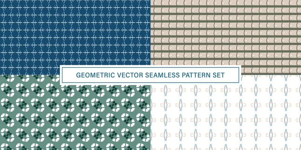 Set of geometrical Seamless Pattern vector background, texture ornament. Stock Illustration