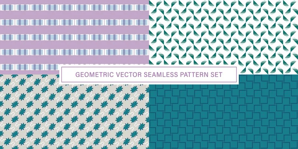 Set of geometrical Seamless Pattern vector background, texture ornament. Illustrazione stock