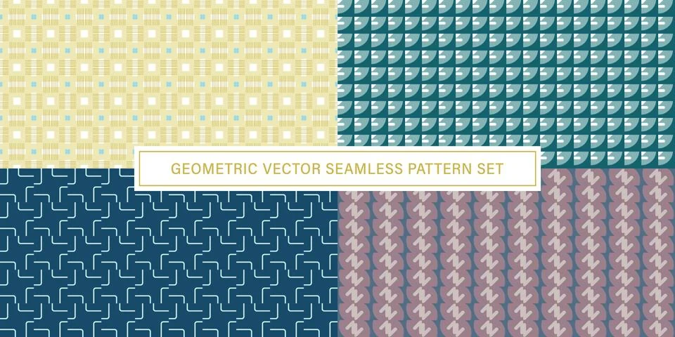Set of geometrical Seamless Pattern vector background, texture ornament. 库存插图