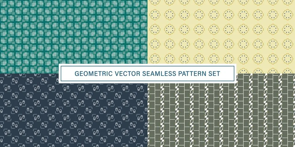 Set of geometrical Seamless Pattern vector background, texture ornament. 库存插图
