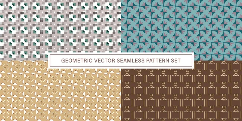 Set of geometrical Seamless Pattern vector background, texture ornament. Illustrazione stock