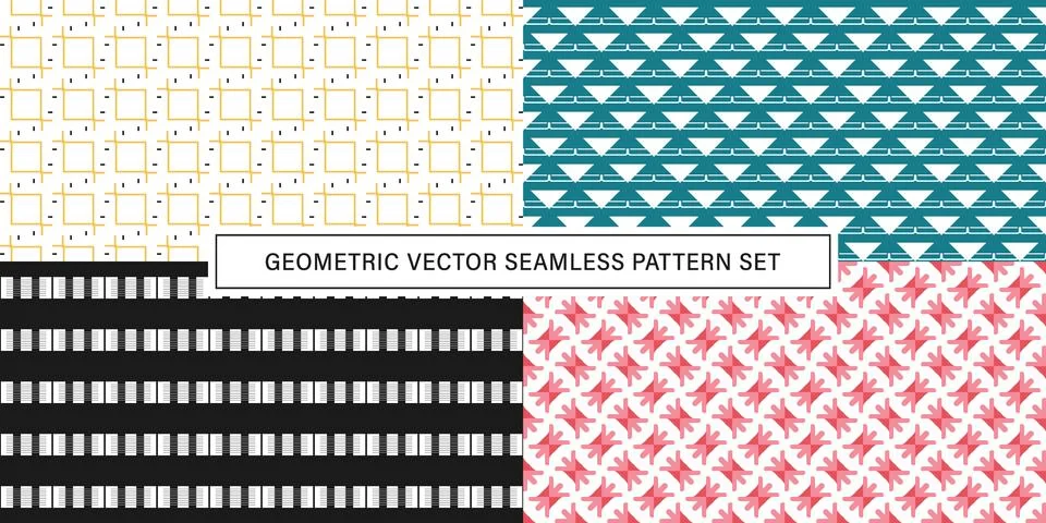 Set of geometrical Seamless Pattern vector background, texture ornament. Stock Illustration