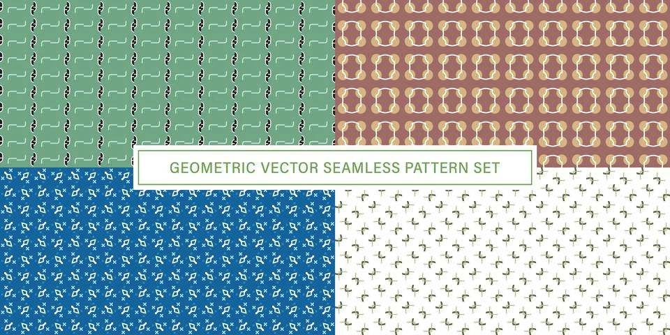 Set of geometrical Seamless Pattern vector background, texture ornament. イラスト素材