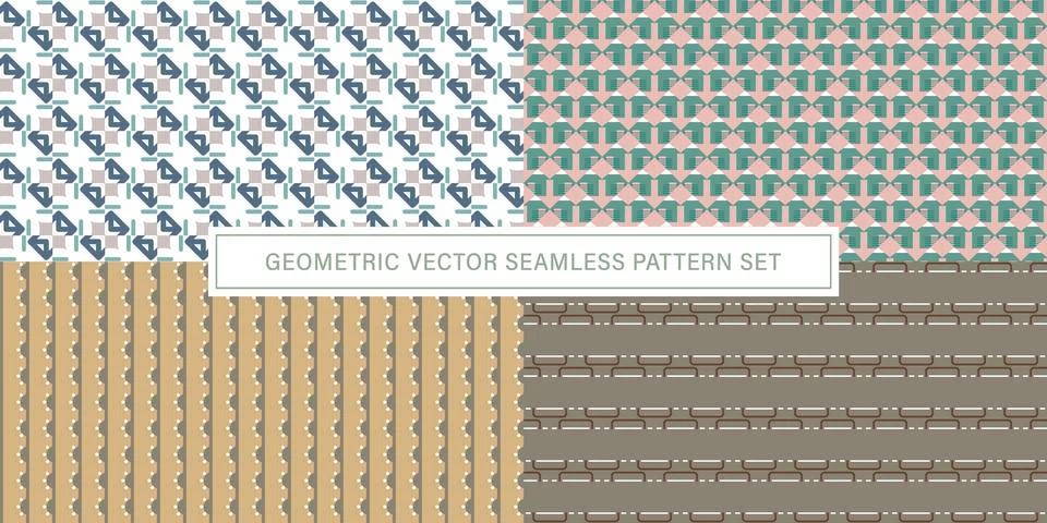 Set of geometrical Seamless Pattern vector background, texture ornament. Illustrazione stock