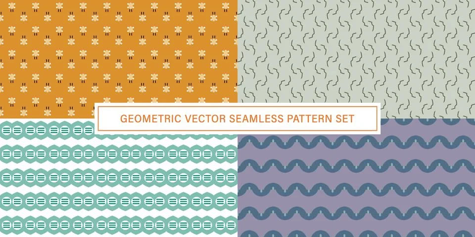 Set of geometrical Seamless Pattern vector background, texture ornament. イラスト素材