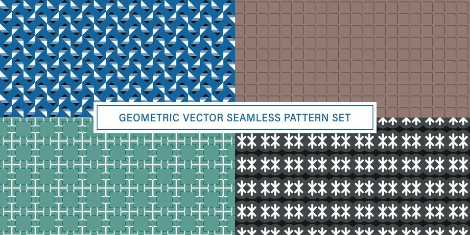 Set of geometrical Seamless Pattern vector background, texture ornament. Stock Illustration