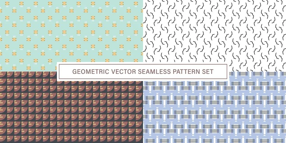 Set of geometrical Seamless Pattern vector background, texture ornament. Stockillustratie