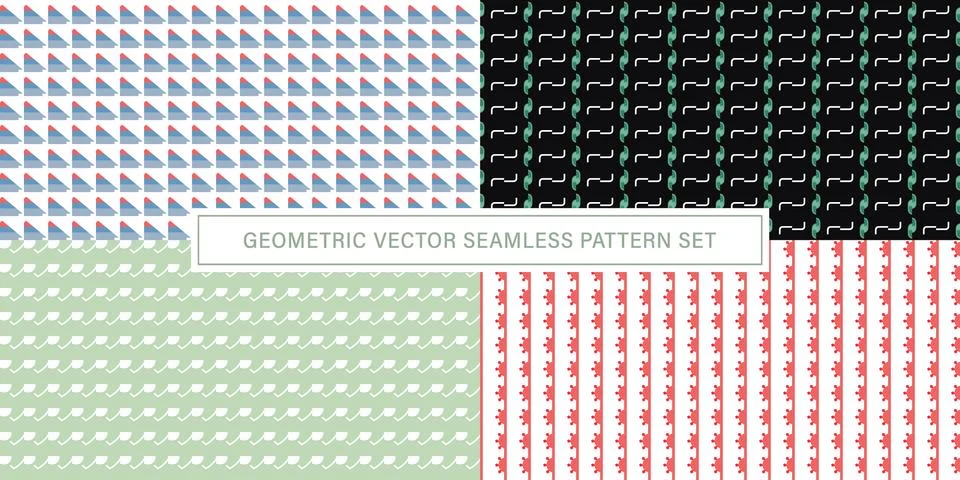 Set of geometrical Seamless Pattern vector background, texture ornament. Stock Illustration