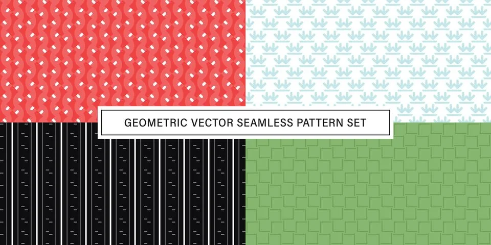 Set of geometrical Seamless Pattern vector background, texture ornament. Illustrazione stock