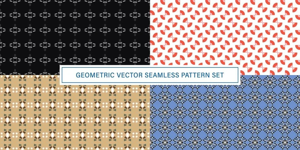 Set of geometrical Seamless Pattern vector background, texture ornament. Stock-Illustration