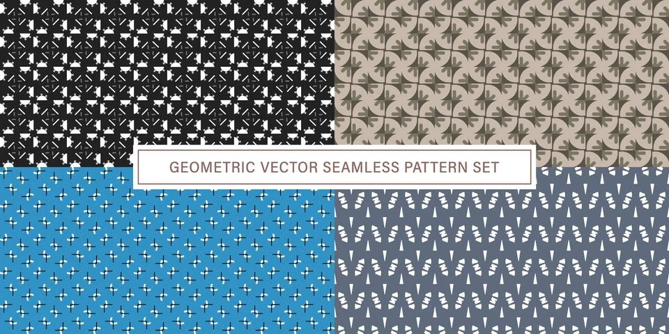 Set of geometrical Seamless Pattern vector background, texture ornament. Stock Illustration