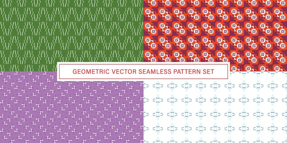 Set of geometrical Seamless Pattern vector background, texture ornament. Stock Illustration