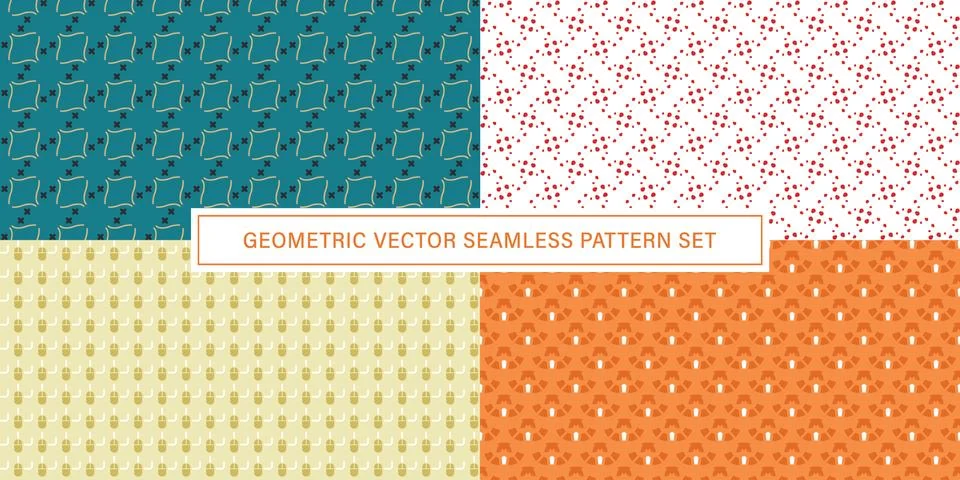 Set of geometrical Seamless Pattern vector background, texture ornament. イラスト素材